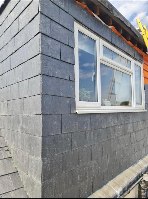 Slate-hung dormer, completed