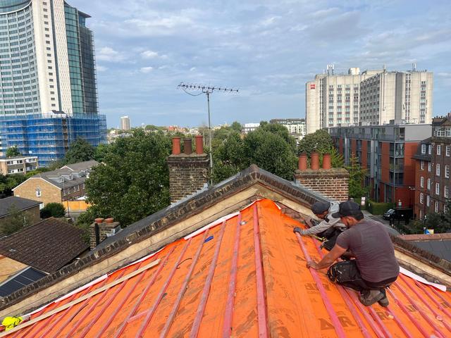 Re-roof in progress — new breathable membrane and battens