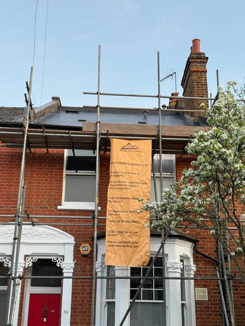 Scaffolding up for a roof replacement