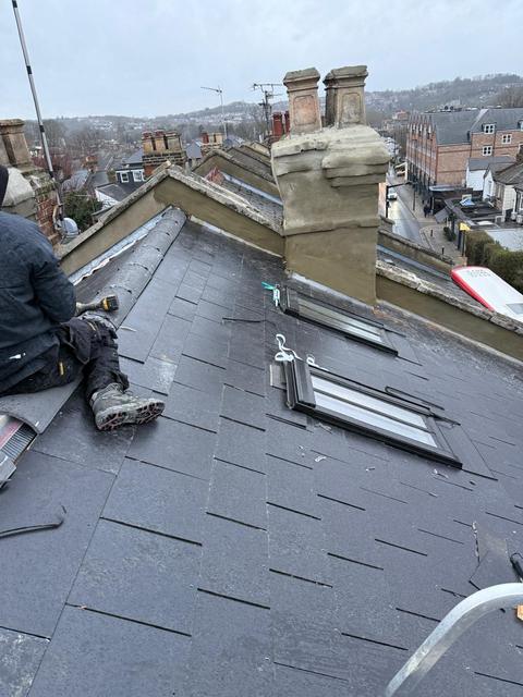 Slate roof with new roof windows