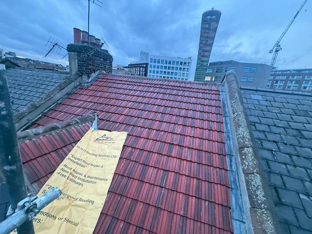 Tiled roof overlooking the London skyline